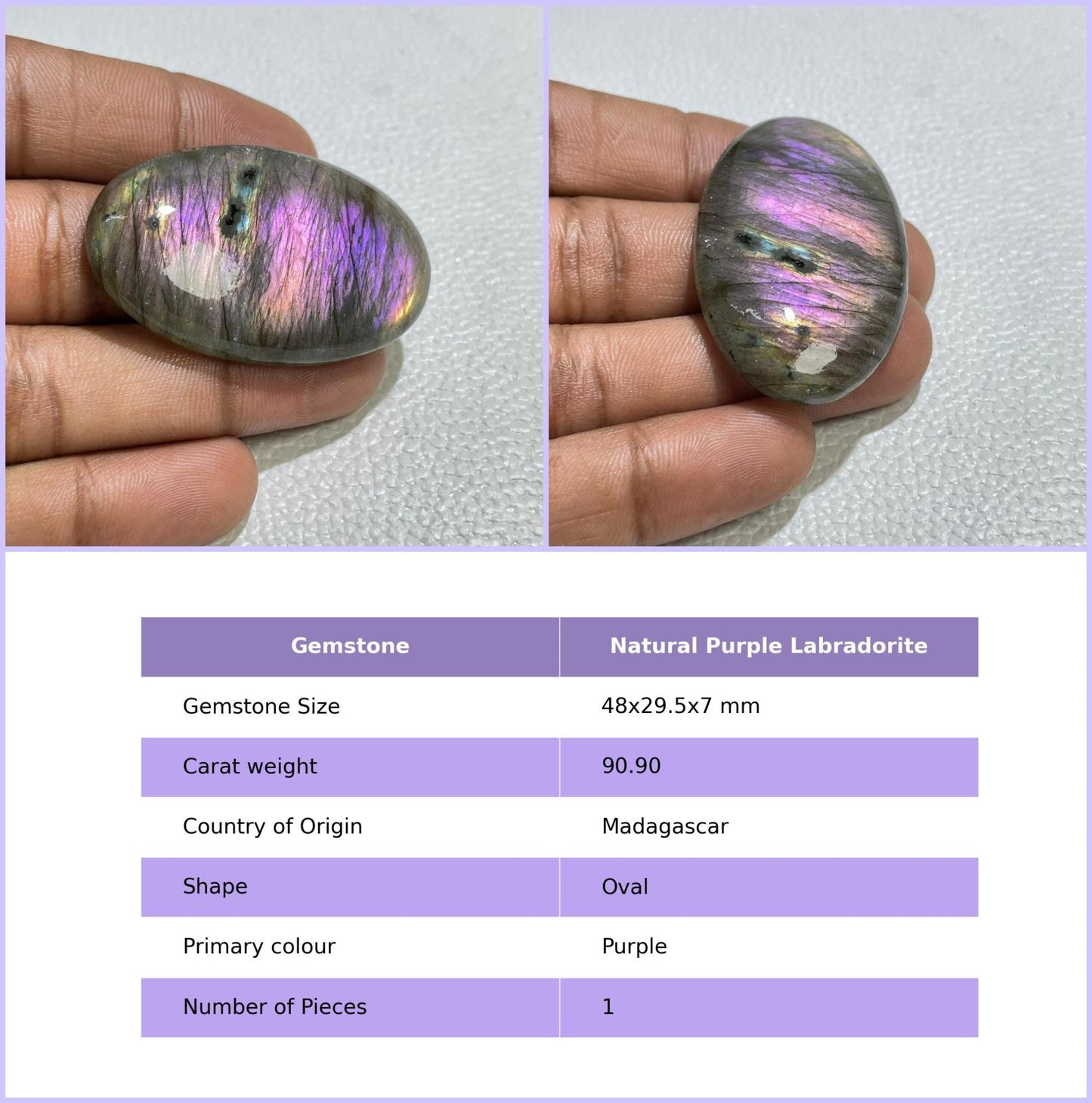 Natural Purple Flash Labradorite Cabochon, Jewelry Making Stone