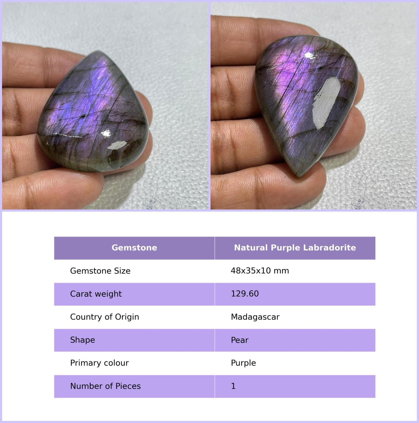 Natural Purple Flash Labradorite Cabochon, Jewelry Making Stone
