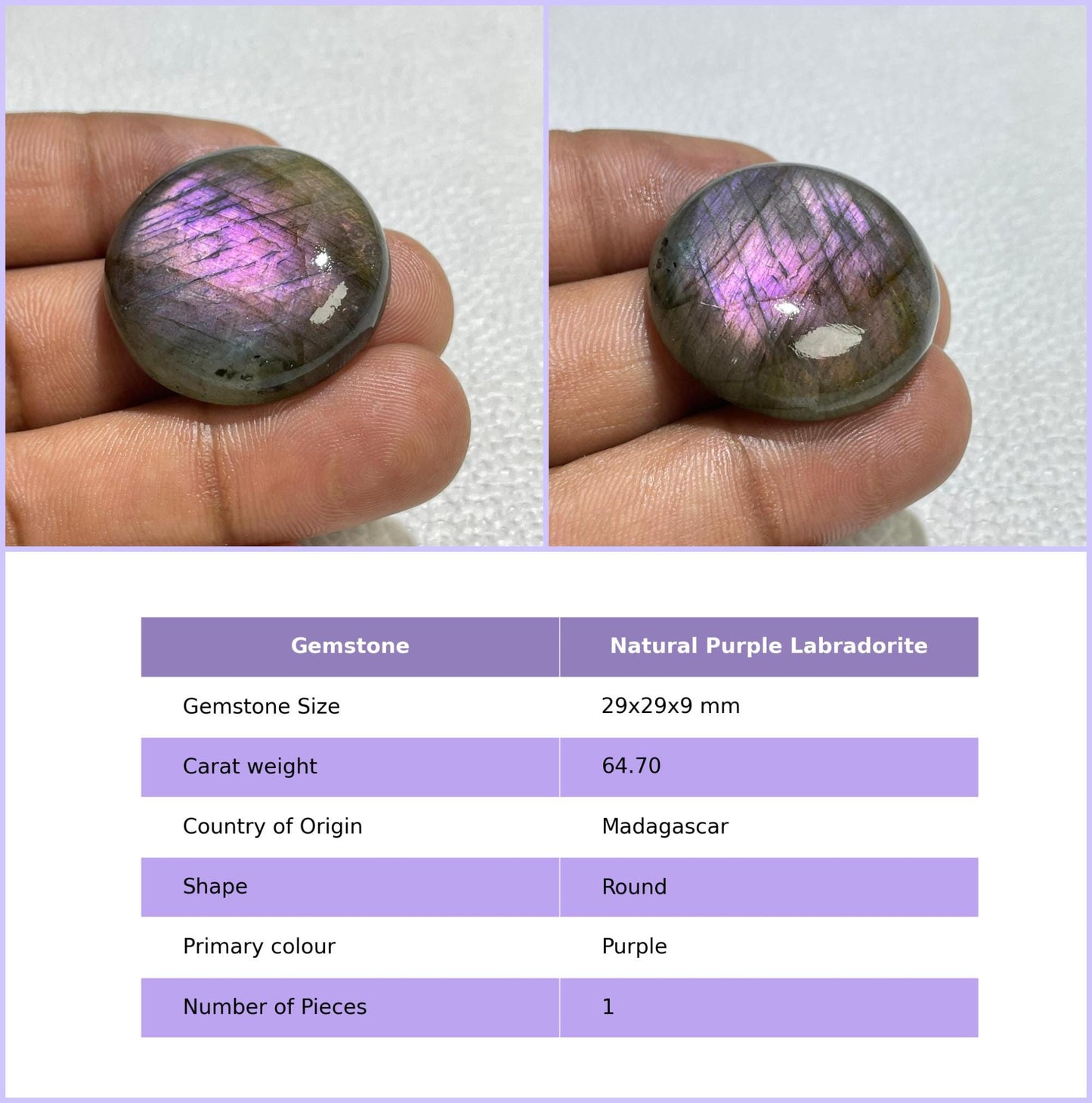 Natural Purple Flash Labradorite Cabochon, Jewelry Making Stone