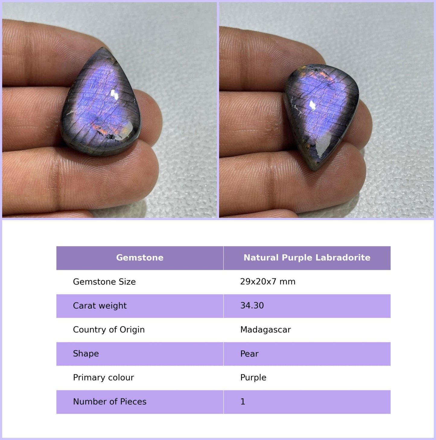 Natural Purple Flash Labradorite Cabochon, Jewelry Making Stone