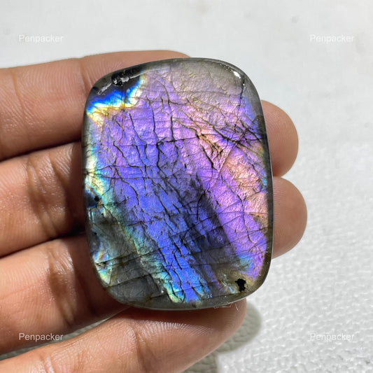 Purple Labradorite Octagon Cabochon, Flashy Natural Crystal for Jewelry Making