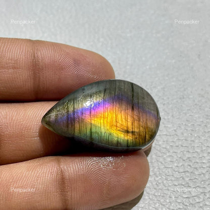 Natural Labradorite Pear Cabochon, 32x21x7 mm, Loose Gemstone for Jewelry Making