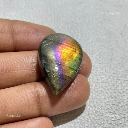 Natural Labradorite Pear Cabochon, 32x21x7 mm, Loose Gemstone for Jewelry Making