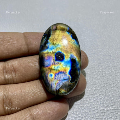 AAA Multicolor Labradorite Cabochon: Oval Madagascar Gemstone