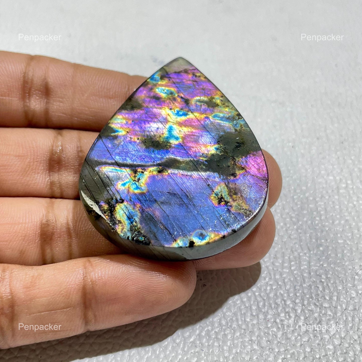 Pear Shape Purple Labradorite Cabochon : Natural Loose Gemstone
