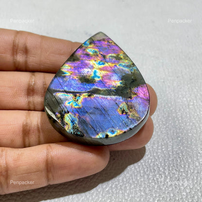 Natural Purple Labradorite Pear Cabochon, Loose Gemstone