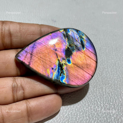 Natural Purple Labradorite Pear Cabochon, Loose Gemstone