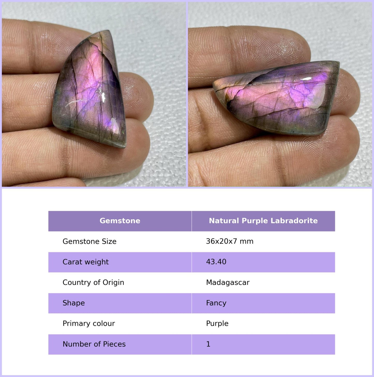 Natural Purple Flash Labradorite Cabochon, Jewelry Making Stone