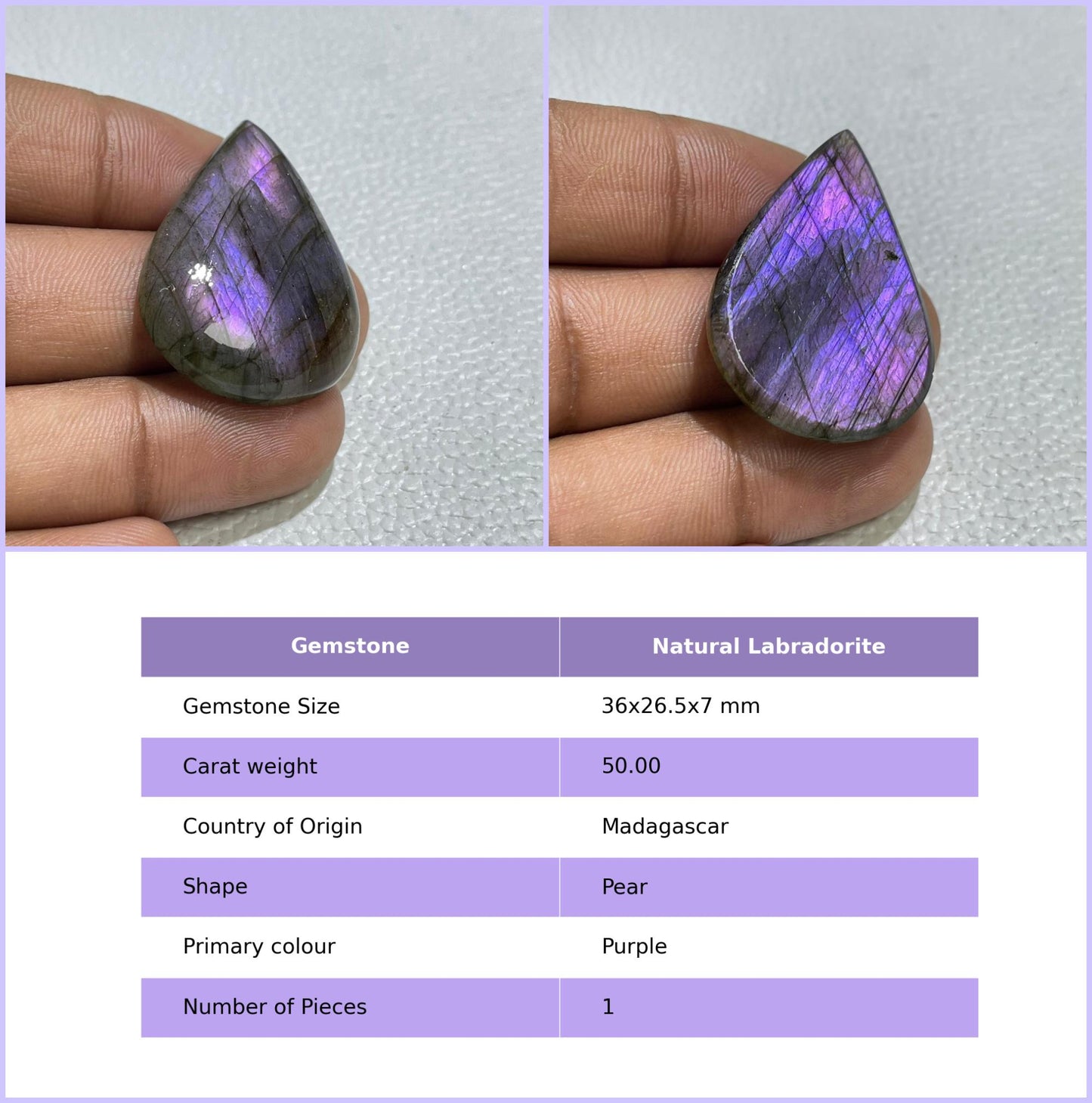 Natural Purple Flash Labradorite Cabochon, Jewelry Making Stone