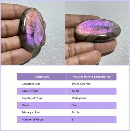 Natural Purple Labradorite Oval Cabochon, Pendant Setting Stone
