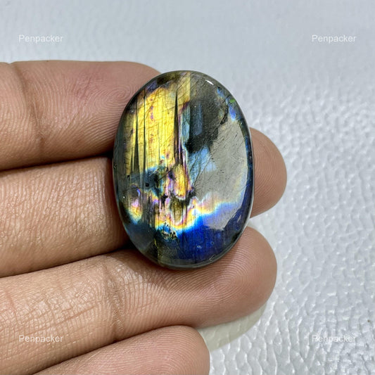 Multi-Color Labradorite Cabochon: Handmade Gemstone for Jewelry