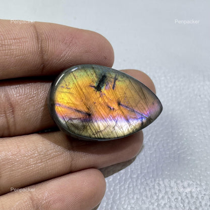Natural Multicolor Labradorite Pear Cabochon, Wire Wrap Gemstone