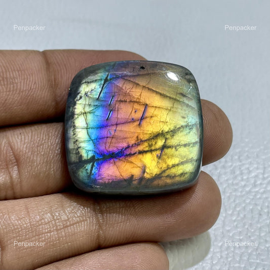 Multicolor Labradorite Cabochon: Natural Cushion Cut Loose Gem