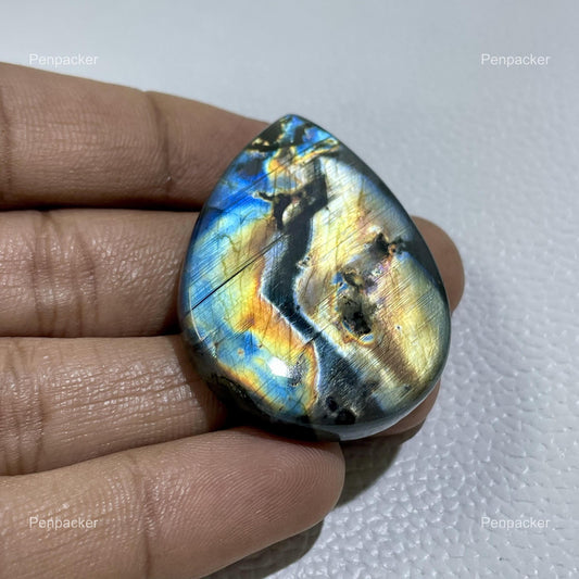 Natural Labradorite Pear Cabochon: Multicolor Loose Gemstone Crystal