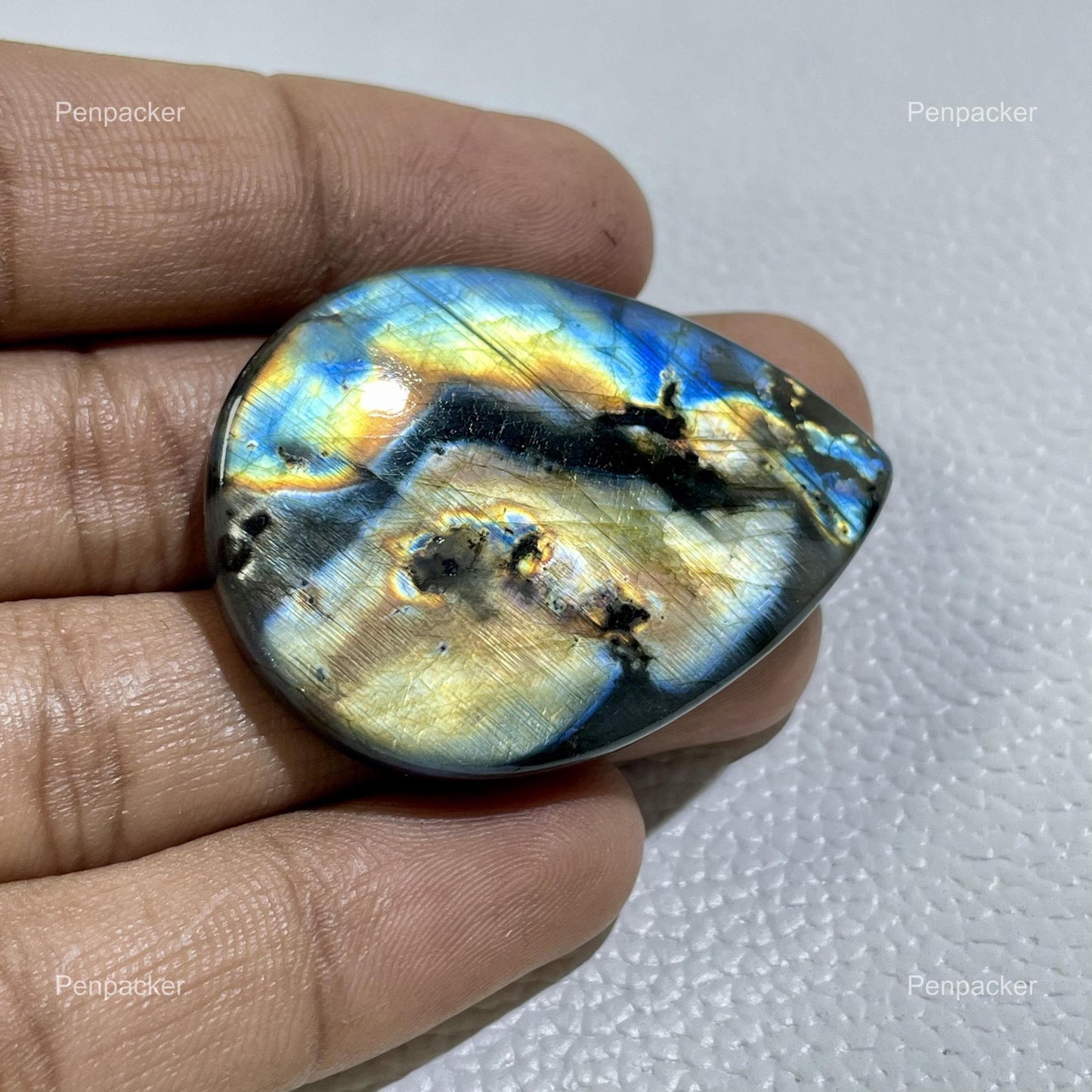 Natural Labradorite Pear Cabochon: Multicolor Loose Gemstone Crystal
