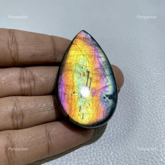 Labradorite Cabochon Multi-Color Pear Crystal Gemstone High-Grade Jewelry Making Stone Healing Crystal