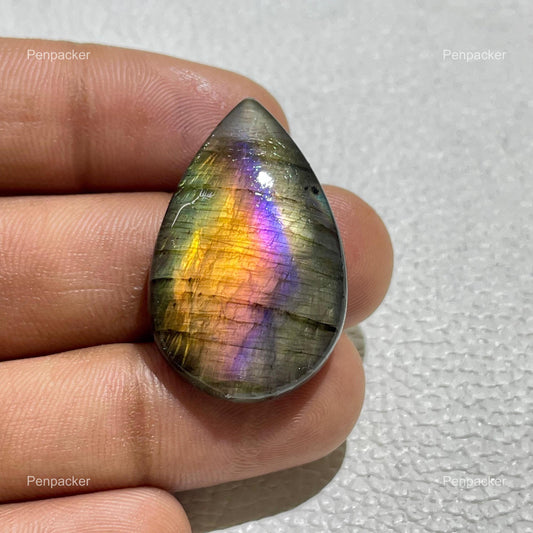 Natural Flashy Labradorite Pear Cabochon, Jewelry Making Gemstone (32x21x7 mm)