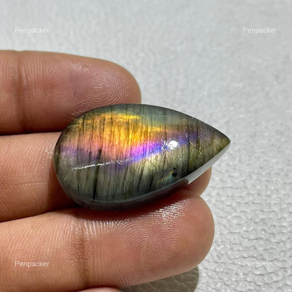 Natural Labradorite Pear Cabochon, 32x21x7 mm, Loose Gemstone for Jewelry Making