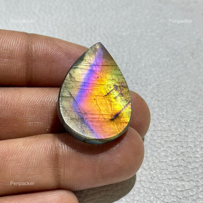 Natural Labradorite Pear Cabochon, 32x21x7 mm, Loose Gemstone for Jewelry Making