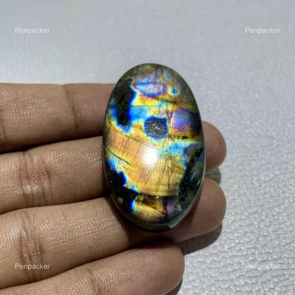 AAA Multicolor Labradorite Cabochon: Oval Madagascar Gemstone
