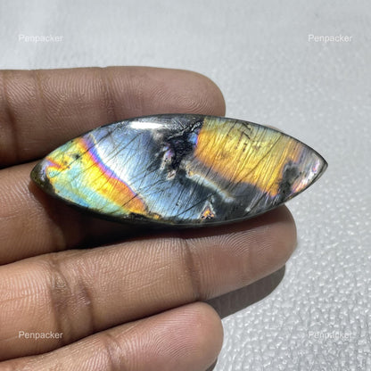 Natural Multicolor Labradorite Marquise Cabochon: Healing Gemstone
