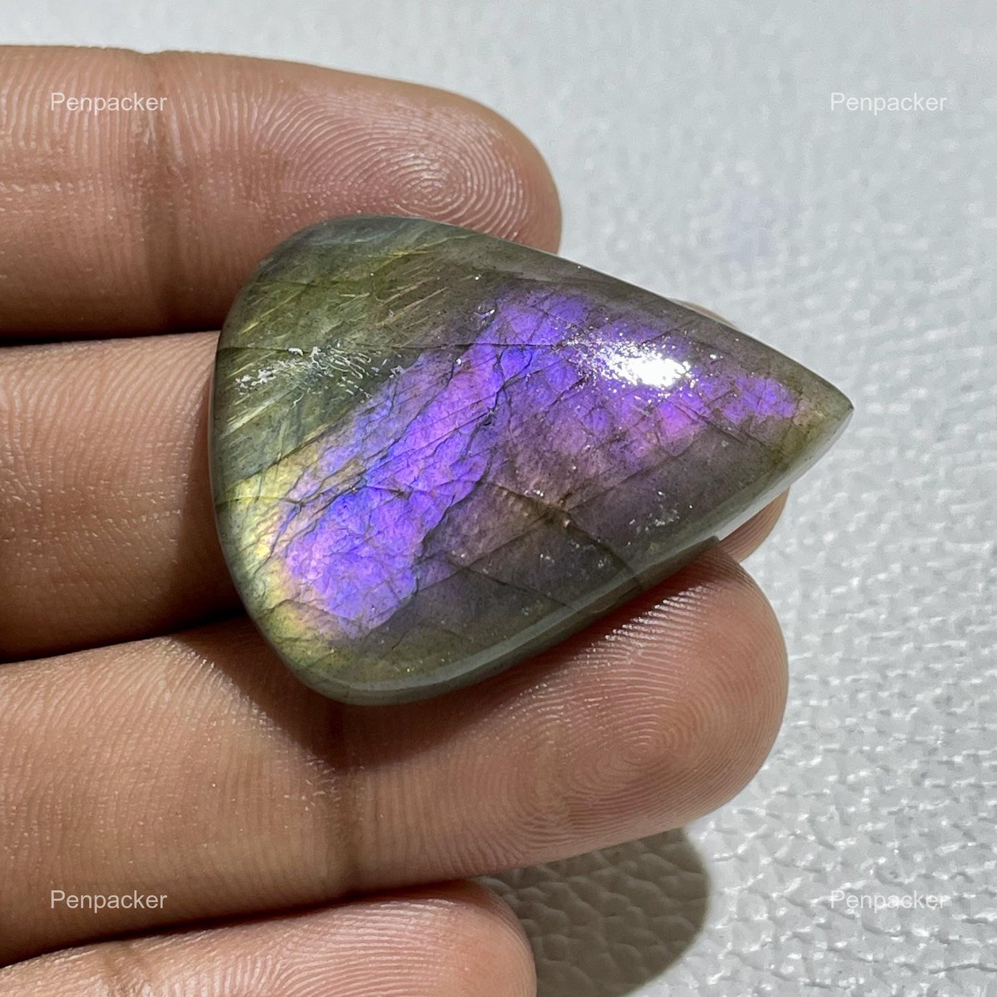 Natural Purple Labradorite Cabochon: Pear Gemstone for Jewelry