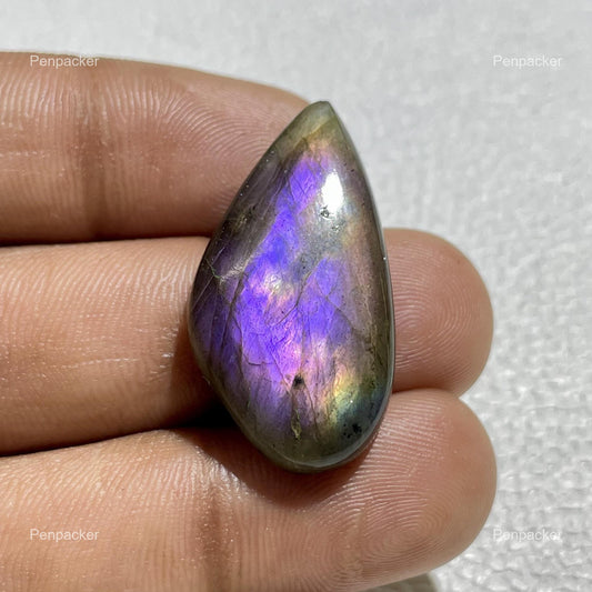 Natural Purple Labradorite Gemstone: Multicolor Fancy Cab