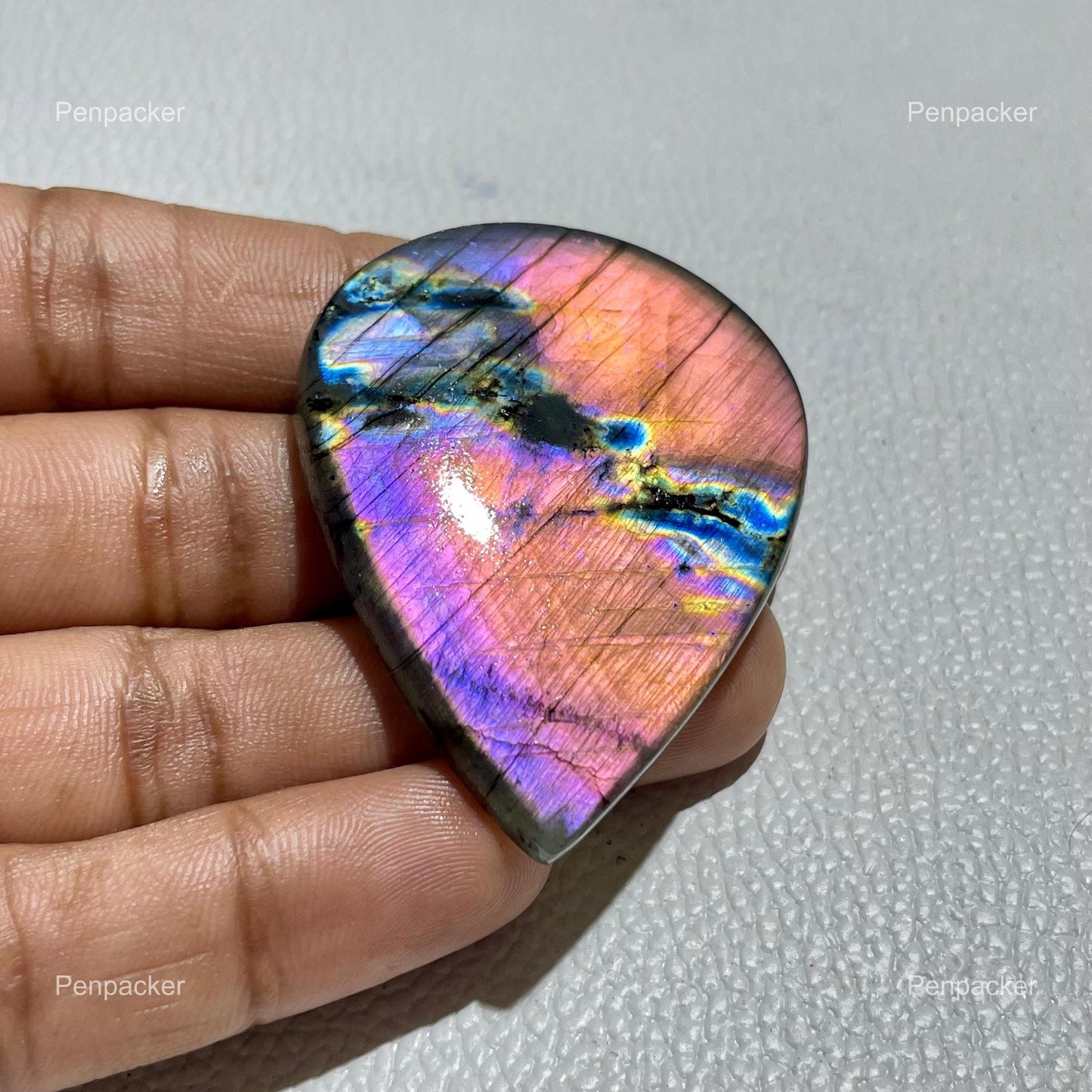 Pear Shape Purple Labradorite Cabochon : Natural Loose Gemstone