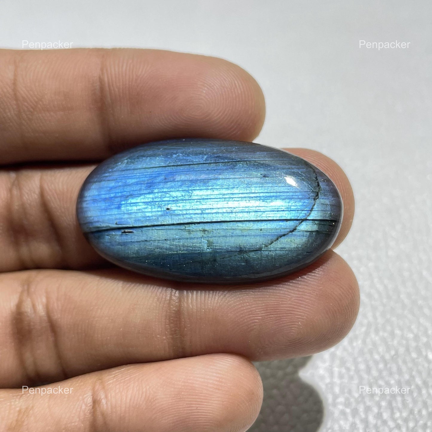Oval Blue Labradorite Cabochon: Natural Gemstone for Jewelry