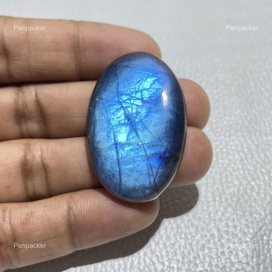 Natural Blue Labradorite Gemstone Cabochon: Rare Oval Loose Stone Title
