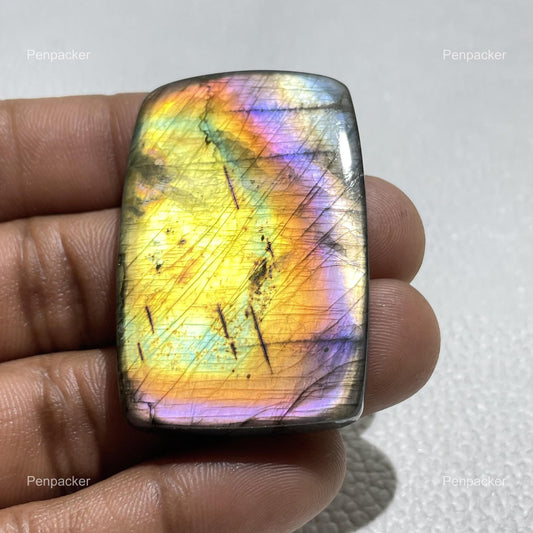 Rare Octagon Labradorite Cabochon: Multicolor Healing Gemstone
