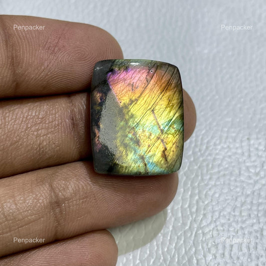 Natural Multicolor Labradorite Cabochon: Cushion Cut Crystal