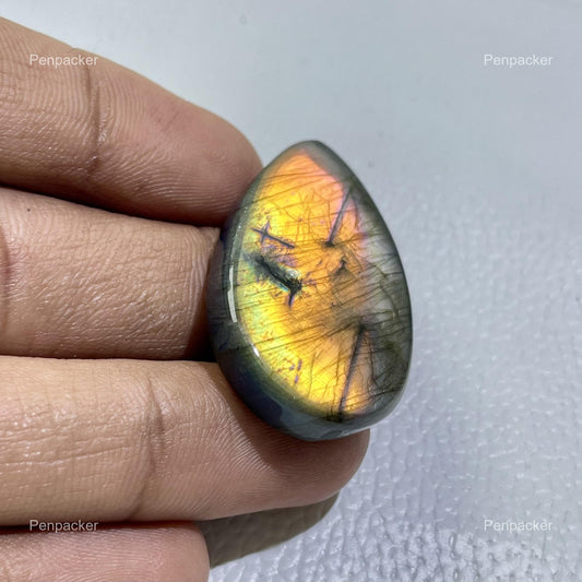 Multicolor Pear Labradorite Cabochon: Natural Gemstone for Jewelry