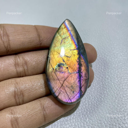 Natural Multicolor Labradorite Pear Cabochon, Loose Gemstone