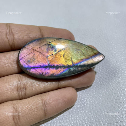 Natural Multicolor Labradorite Pear Cabochon, Loose Gemstone