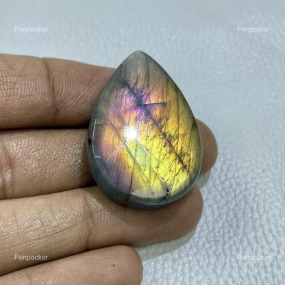 Natural Multicolor Labradorite Pear Cabochon, Collector Gemstone