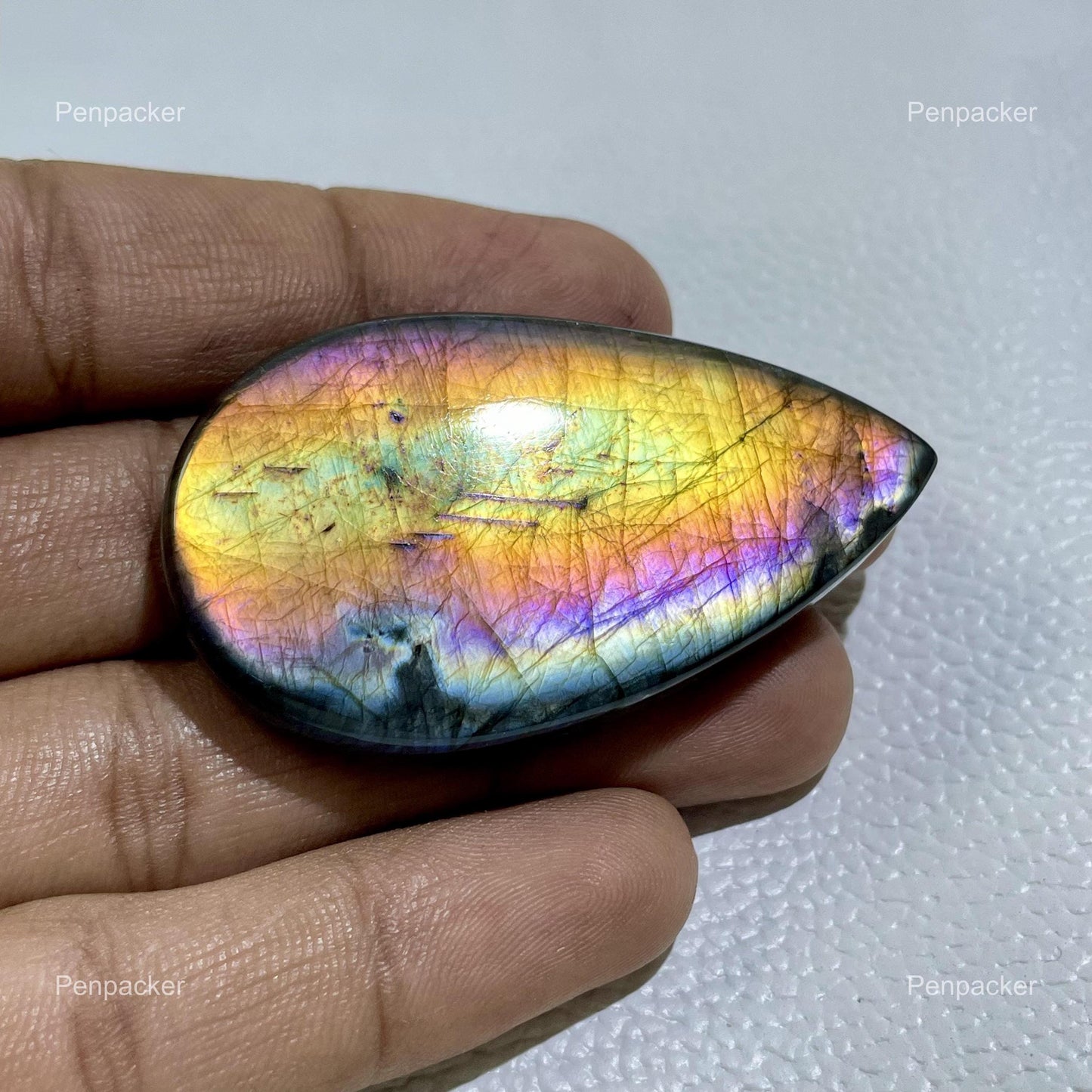 Labradorite Cabochon Multi-Color Pear Crystal Gemstone High-Grade Jewelry Making Stone Healing Crystal
