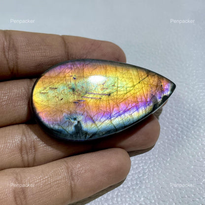 Multicolor Labradorite Pear Cabochon, Loose Gemstone