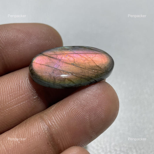 Oval Labradorite Cabochon: Multicolor Gemstone, Madagascar Origin