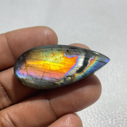 Natural Pear Labradorite Cabochon: Multicolor Gemstone (51.80 Cts)