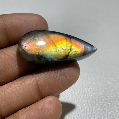 Multicolor Labradorite Pear Cabochon, - 41x17x7 mm, - 45.60, Loose Gemstone for Jewelry Making