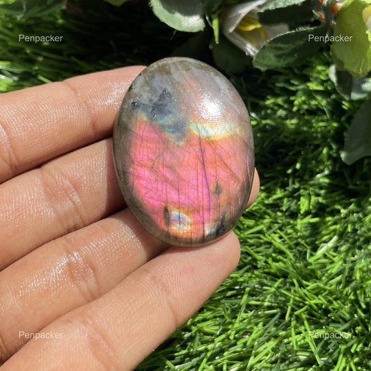 Natural Labradorite Cabochon, Oval Loose Stone for Jewelry Making ( 50x35x7 mm)