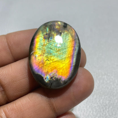 Natural Multicolor Labradorite Oval Cabochon, 36x25.5x6 mm, 57.2 Cts, Loose Gemstone for Jewelry Making
