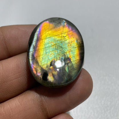 Natural Multicolor Labradorite Oval Cabochon, 36x25.5x6 mm, 57.2 Cts, Loose Gemstone for Jewelry Making