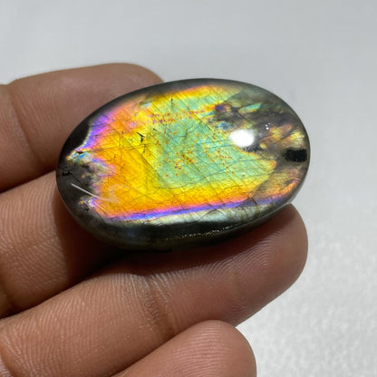 Natural Multicolor Labradorite Oval Cabochon, 36x25.5x6 mm, 57.2 Cts, Loose Gemstone for Jewelry Making