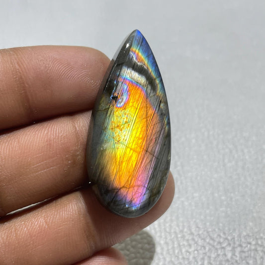 Natural Pear Labradorite Cabochon: Multicolor Gemstone (51.80 Cts)