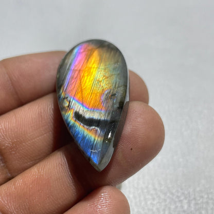 Natural Multicolor Labradorite Pear Cabochon, 51.80 Cts, Loose Gemstone for Jewelry Making