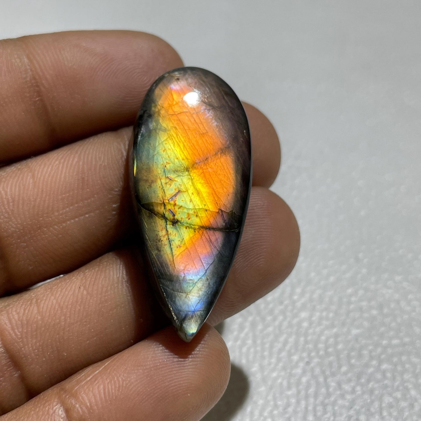 Multicolor Labradorite Pear Cabochon, - 41x17x7 mm, - 45.60, Loose Gemstone for Jewelry Making