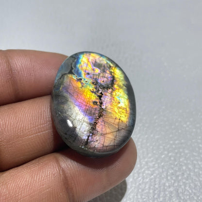 Multicolor Labradorite Oval Cabochon, 35x25x7 mm, 58.30 ct, Loose Gemstone for Jewelry Making