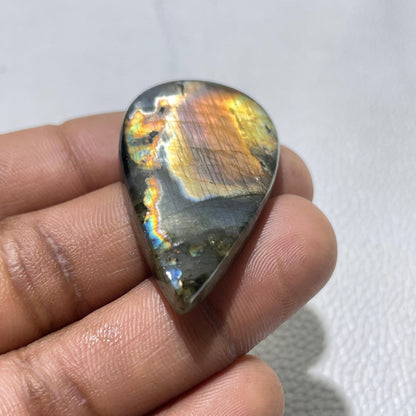 Multicolor Labradorite Pear Cabochon, 46x26x7mm, 66cts, Loose Gemstone for Jewelry Making